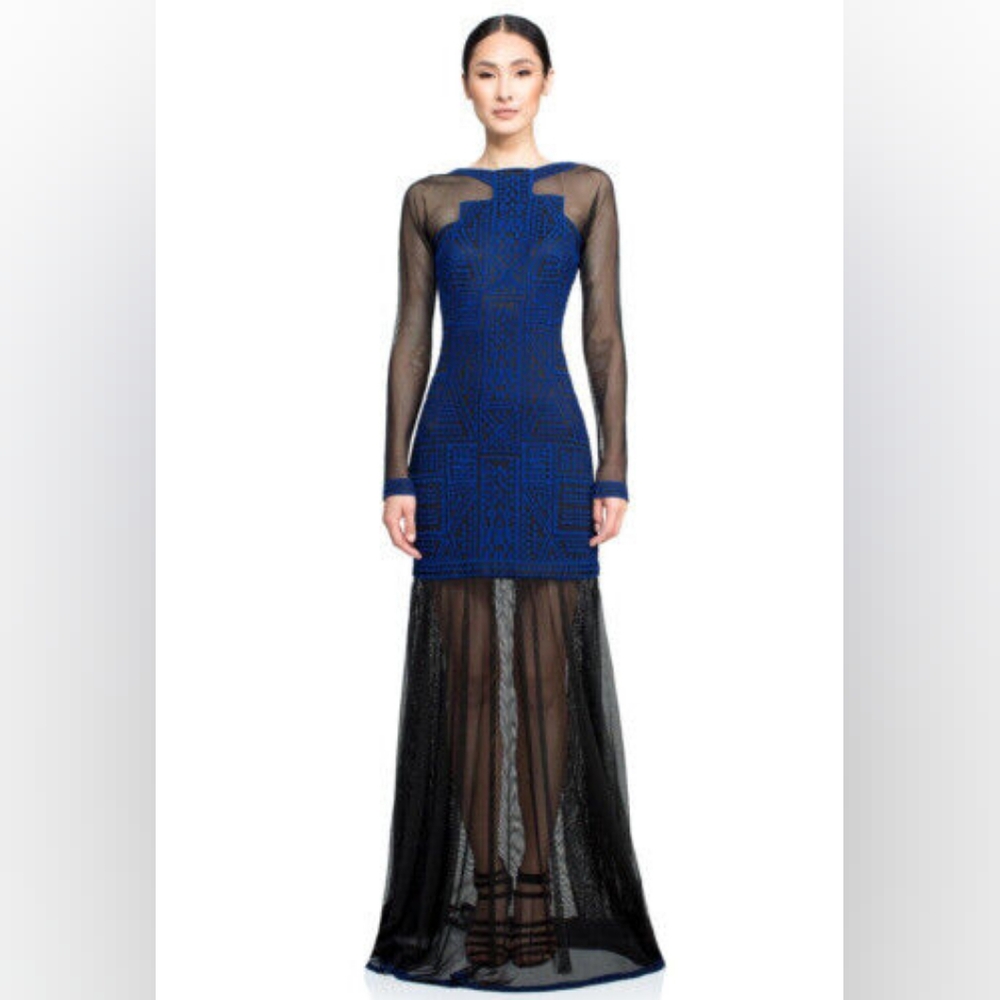 NWOT! Tadashi Shoji Riva Sheer Gown Size 8